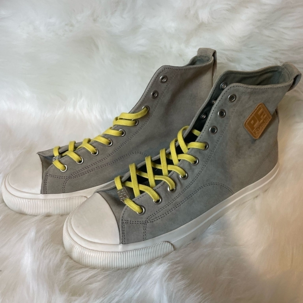 PG Flyers Sneakers Gray High-Top Sneakers with Yellow Laces - Picture 2 of 7